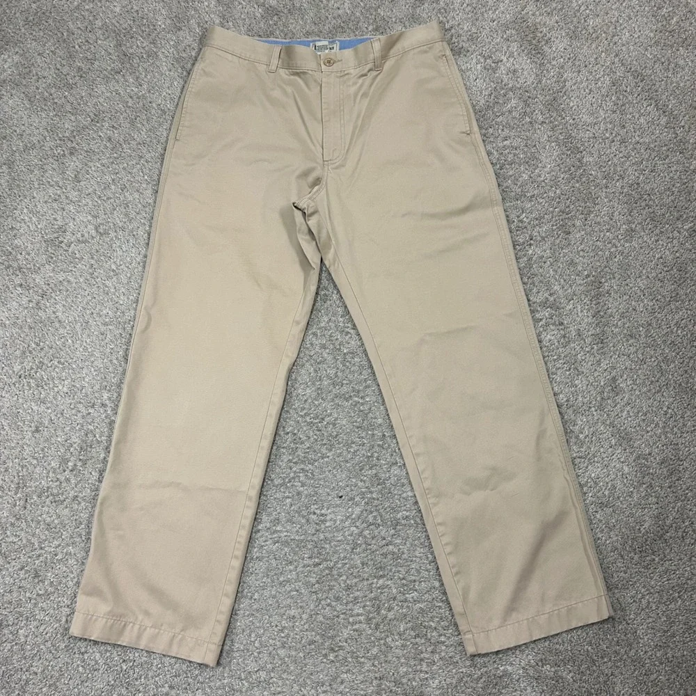 LL Bean Chino Pants 36x32 Khaki Standard Fit 100% Cotton Tan Trousers OHYY6
